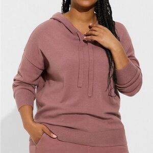 Torrid Pullover Hooded Sweater 3X Rose Taupe